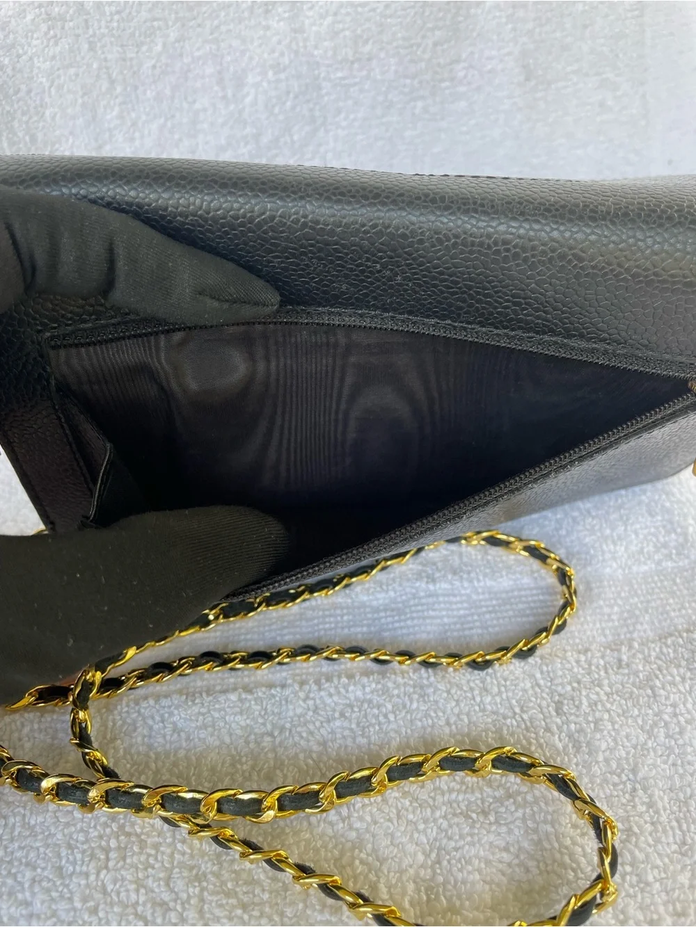 🖤AUTH. CHANEL  BLACK CAVIAR LONG WALLET WITH GOLD TONE HARDWARE.
